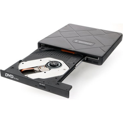 Дисковод внешний DVD±RW Gembird DVD-USB-04, со встроенным кардридером и хабом, пластик, черный