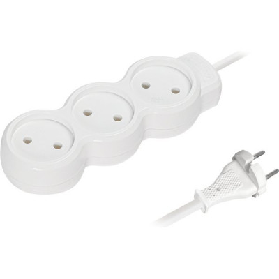 Удлинитель  3м 3 розетки б/з, 10А/2200Вт, ПВС 2х1, SmartBuy New [SBE-10-3-03m-N] белый