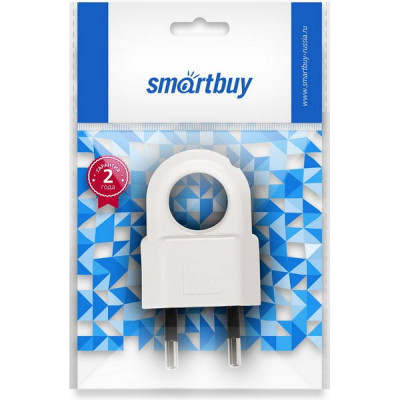 Вилка без заземления плоская с кольцом  6А, SmartBuy [SBE-2.5-P10-w] белый