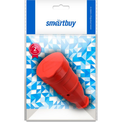 Розетка каучуковая переносная с заземлением с крышкой, 16А, IP44, Smartbuy [SBE-16-S07-Rr] красный
