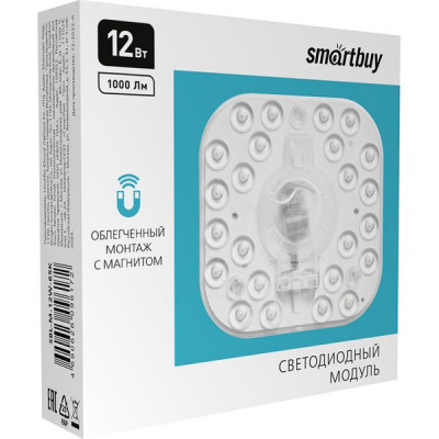 Модуль светодиодный с магнитом, 12W, 6500K, 1000Лм, 110*110*30, Smartbuy [SBL-M-12W-65K]