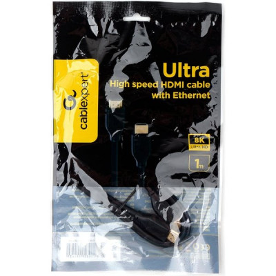 Кабель HDMI-HDMI 19M/19M  1.0м, v2.1, 8К, медь, позол.контакты, экран, Cablexpert [CC-HDMI8К-1M]