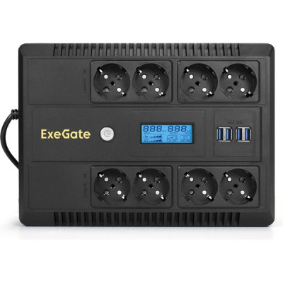 ИБП ExeGate NEO Smart LHB-800.LCD.AVR.8SH.CH.RJ.USB (800VA/480W, LCD, AVR, 8*Schuko) [293857]