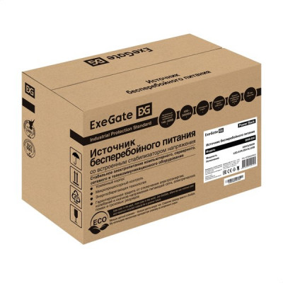 ИБП ExeGate Power Back BNB-650.LED.AVR.2SH.RJ.USB (650VA/360W, LED, AVR, 2*Schuko, RJ45) [285555]
