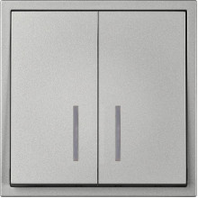 Выключатель с/у 2-кл 10А, IP20, с подсветкой, Smartbuy Капелла [SBE-09s-10-SW2-1] серебро soft touch