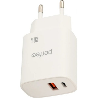 Зарядное устройство Perfeo, PD, с разъемом 2xType-C, GaN, 40W [I4662] белый