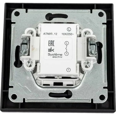 Выключатель с/у 2-кл 10А, IP20, в сборе, Schneider Electric ATLASDESIGN [ATN001052][5] карбон