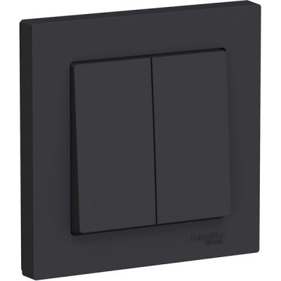Выключатель с/у 2-кл 10А, IP20, в сборе, Schneider Electric ATLASDESIGN [ATN001052][5] карбон