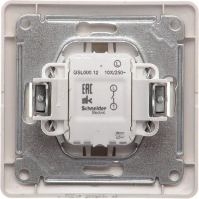Выключатель с/у 1-кл 10А, IP20, в сборе, Schneider Electric Glossa [GSL000312][15] алюминий