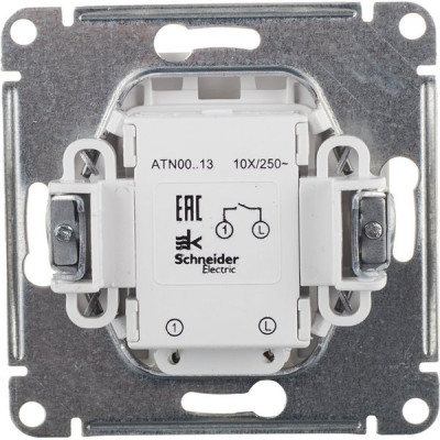 Выключатель с/у 1-кл 10А, IP20, с подсветкой, Schneider Electric ATLASDESIGN [ATN000413][10] жемчуг