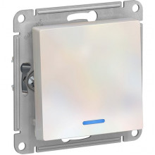 Выключатель с/у 1-кл 10А, IP20, с подсветкой, Schneider Electric ATLASDESIGN [ATN000413][10] жемчуг
