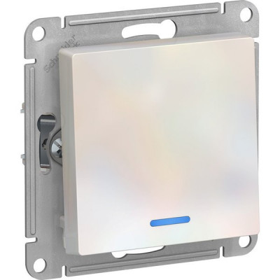Выключатель с/у 1-кл 10А, IP20, с подсветкой, Schneider Electric ATLASDESIGN [ATN000413][10] жемчуг