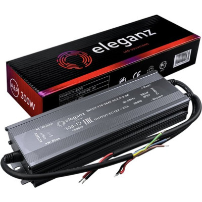Блок питания 12V 300W, IP67, металл влагозащищенный, Eleganz [300-12]