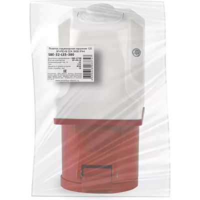 Розетка силовая стационарная 125, 3P+PE+N, 32А, 380В, IP44, Smartbuy [SBE-32-LS5-380] красный