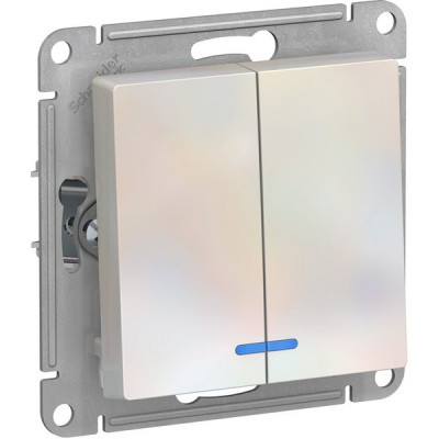 Выключатель с/у 2-кл 10А, IP20, с подсветкой, Schneider Electric ATLASDESIGN [ATN000453][10] жемчуг