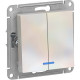 Выключатель с/у 2-кл 10А, IP20, с подсветкой, Schneider Electric ATLASDESIGN [ATN000453][10] жемчуг