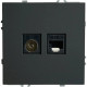 Розетка с/у TV + RJ45 IP20, STEKKER Эмили [RST00-5106-05][12] черный уголь soft touch