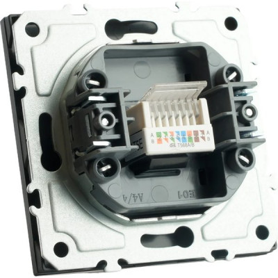 Розетка с/у компьютерная 1xRJ45, IP20, STEKKER Эмили [RST00-5117-05][12] черный уголь soft touch