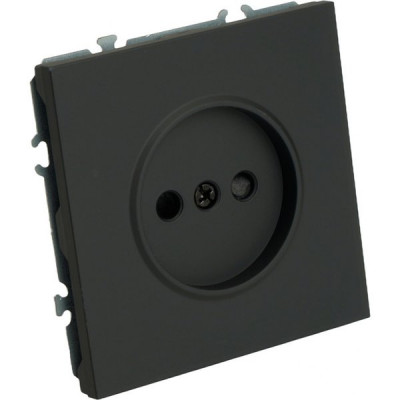 Розетка с/у 2P 16A, IP20, со шторками, STEKKER Эмили [RST16-5109-05][12] черный уголь soft touch