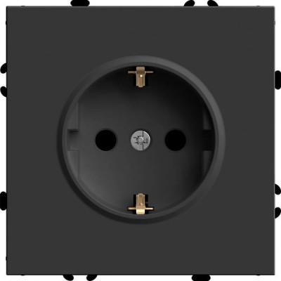Розетка с/у 2P+E 16A, IP20, со шторками, STEKKER Эмили [RST16-5110-05] черный уголь soft touch