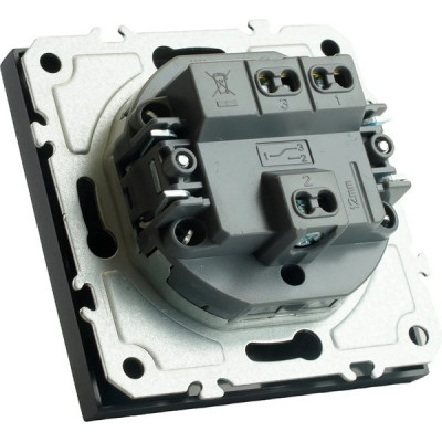Переключатель с/у 1-кл 10А, IP20, STEKKER Эмили [RSW10-5105-05] черный уголь soft touch