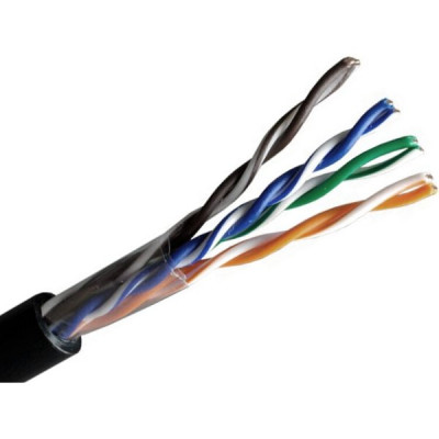 Кабель UTP 5e 4 пары медь 0,48мм 25AWG, уличный, черный, Optimus [305м]