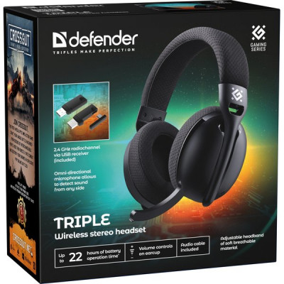 Гарнитура Defender Triple, черный, Bluetooth [64685]