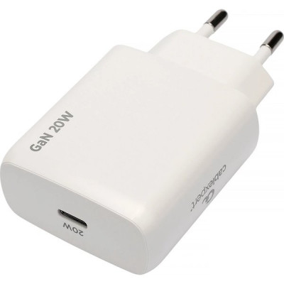 Зарядное устройство Cablexpert, 20Вт GaN, 3А, QC4.0/PD, 1xType-C [MP3A-PC-59] белый