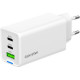 Зарядное устройство Cablexpert, 65Вт GaN, 3.25A, QC4.0/PD, 2xType-C, 1xUSB [MP3A-PC-65] белый