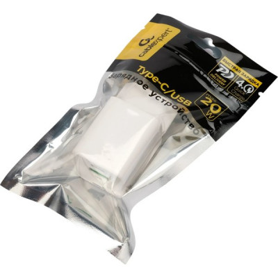 Зарядное устройство Cablexpert, 20Вт GaN, 3А, QC4.0/PD, 1xUSB, 1xType-C [MP3A-PC-61] белый