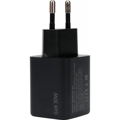 Зарядное устройство Cablexpert, 30Вт GaN, 3А, QC4.0/PD, 1xUSB, 1xType-C [MP3A-PC-64] черный