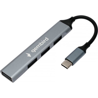 Концентратор USB 2.0 GEMBIRD UHB-C201, 4 порта, OTG, кабель Type-C 10 см