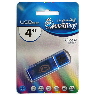 Накопитель USB Flash 4Gb SmartBuy Glossy series Blue
