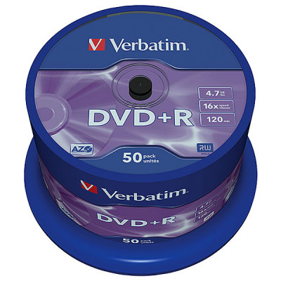 Диск DVD+R 4.7Gb 16x Verbatim #43550 [cake50/200]
