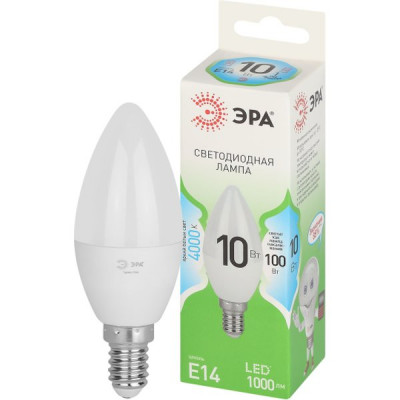 Лампа LED E14/B35 свеча, 10W, 4000K, 1000Лм, ЭРА GL [LED B35-10W-840-E14 GL]
