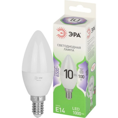 Лампа LED E14/B35 свеча, 10W, 6500K, 1000Лм, ЭРА GL [LED B35-10W-865-E14 GL]