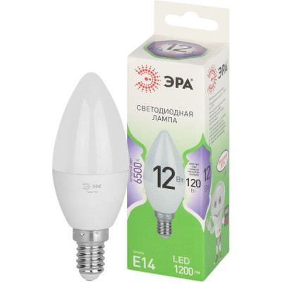 Лампа LED E14/B35 свеча, 12W, 6500K, 1200Лм, ЭРА GL [LED B35-12W-865-E14 GL]