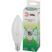 Лампа LED E14/B35 свеча, 15W, 4000K, 1500Лм, ЭРА GL [LED B35-15W-840-E14 GL]
