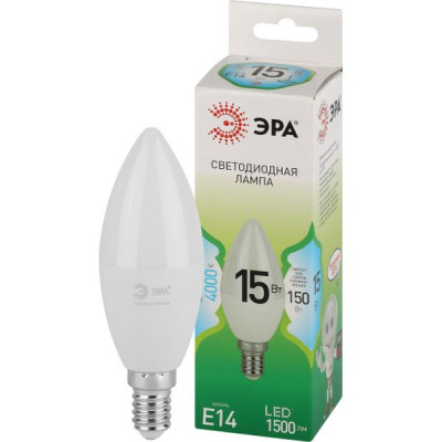 Лампа LED E14/B35 свеча, 15W, 4000K, 1500Лм, ЭРА GL [LED B35-15W-840-E14 GL]