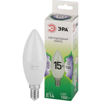 Лампа LED E14/B35 свеча, 15W, 6500K, 1500Лм, ЭРА GL [LED B35-15W-865-E14 GL]