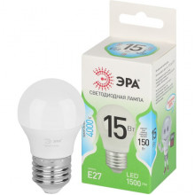 Лампа LED E27/P45 шар, 15W, 4000K, 1500Лм, ЭРА GL [LED P45-15W-840-E27 GL]
