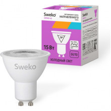 Лампа LED GU10/MR16 софит, 15W, 6500K, 1430Лм, с линзой 38, Sweko[42LED-PAR16-15W-230-6500K-GU10-38]