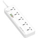 Сетевой фильтр  2м, 5 розеток, 10А/2500Вт, 3xUSB, 1xType-C PD QC, LDNIO [SC5415] белый