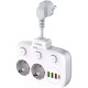 Разветвитель 2 розетки с заземлен., с выкл., 10А/2500Вт, 3xUSB, 1xType-C PD QC, LDNIO [SE2435] белый