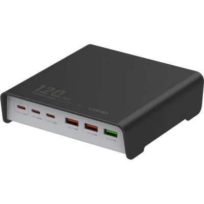 Зарядное устройство LDNIO, 3xUSB, 3xType-C, max 120W, GaN/ PD+PPS+VOOC+QC 4+ [Q605] черный