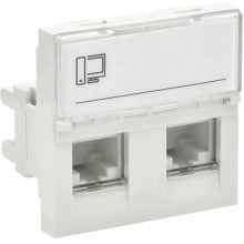 Розетка информационная RJ-45 кат.5e, 2 модуля, IEK ПРАЙМЕР РКИ-22-00-П-5 [PR-KK40D-RI-0-2-2C5EU-K01]