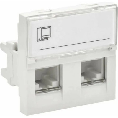 Розетка информационная RJ-45 кат.5e, 2 модуля, IEK ПРАЙМЕР РКИ-22-00-П-5 [PR-KK40D-RI-0-2-2C5EU-K01]