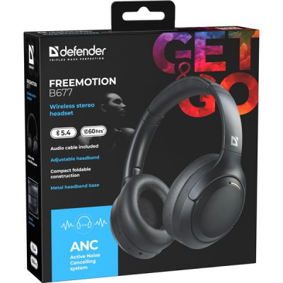 Гарнитура Defender B677 FreeMotion, черный, Bluetooth [63677]