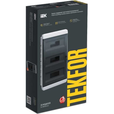 Корпус пластиковый ЩРВ-П-36 IP41, TEKFOR [TF5-KP12-V-36-41-K01-K03] черный прозр. дверь