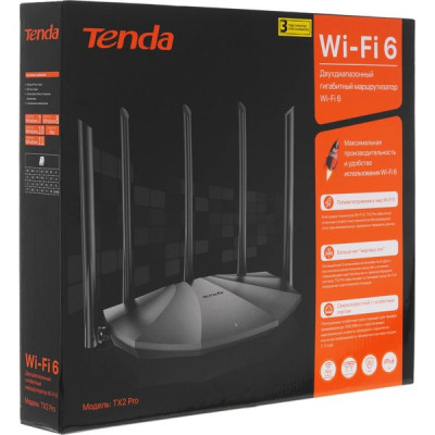 Маршрутизатор Tenda TX2 Pro AX1500 10/100/1000BASE-TX черный